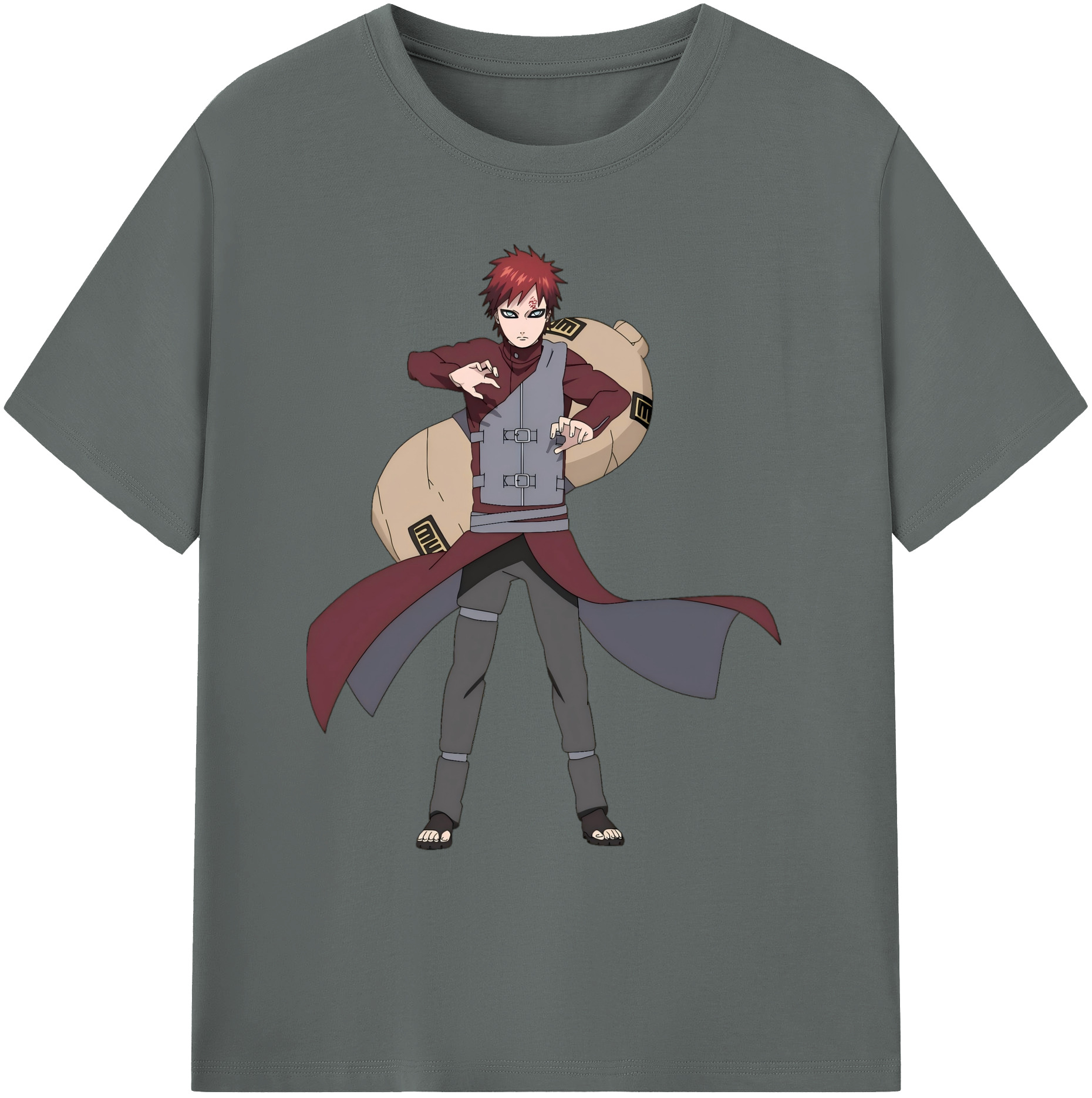 （画像用） NARUTO -ナルト- ガアラ Gaara 綿100％ メンズ半袖Tシャツ｜肌触りやわらか＆通気性